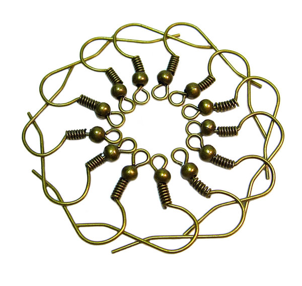 10 Stück Ohrhaken mit Spule in der Farbe Bronze. Geralin Gioielli