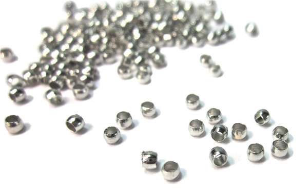 200 Stück Platin Crimps Perlen 2,5mm Quetschperlen Spacer kapseln