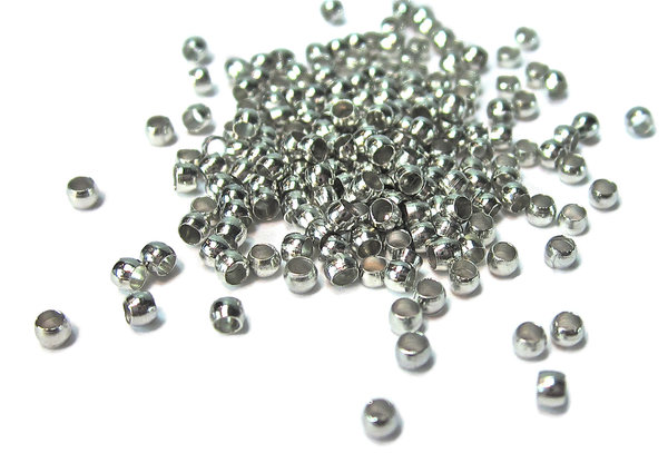 100 Stück Platin Crimps Perlen 2,5mm Quetschperlen Spacer kapseln