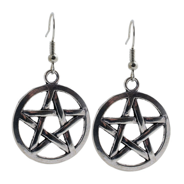 Geralin Gioielli Damen Ohrringe Silber Pentagramm im Kreis