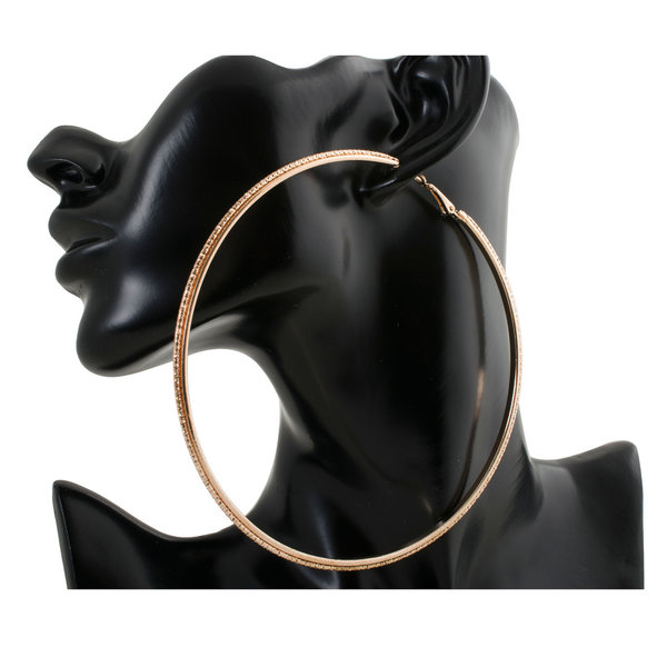Geralin Gioielli Damen Ohrringe große Creolen Gold Diamantiert 12cm Fashion Ohrhänger