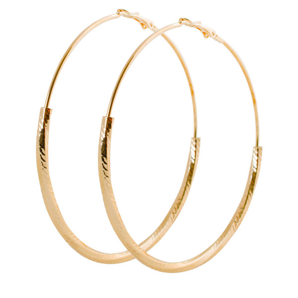 Geralin Gioielli Damen Ohrringe große Creolen Gold Diamantiert 9cm Fashion Ohrhänger