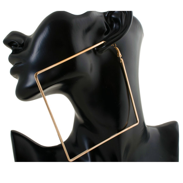Geralin Gioielli Damen Ohrringe große Creolen Gold 12cm Viereckige Fashion Ohrhänger