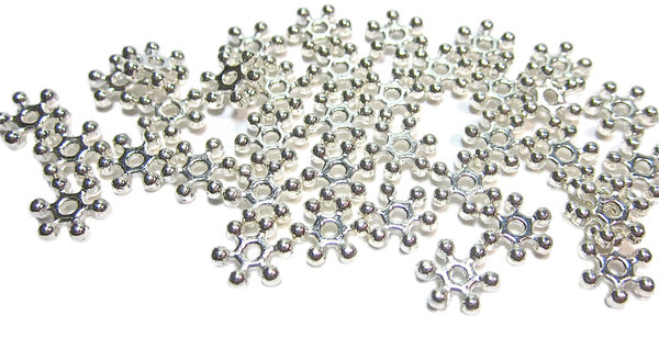 40 Stück Silber Daisy Spacer 7mm Rondell Beads Metallperle Zwischenperlen