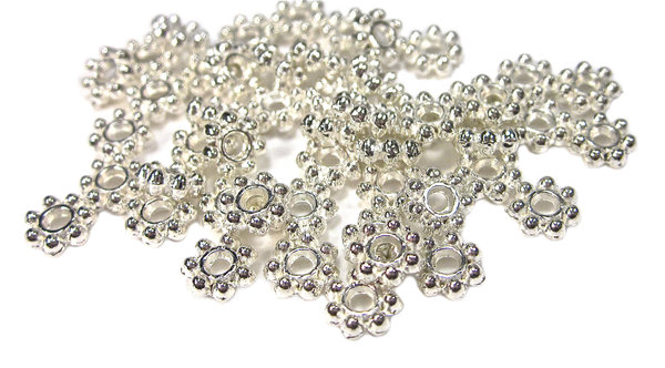 50 Stück Silber Daisy Spacer 4,5mm Rondell Beads Metallperle Zwischenperlen