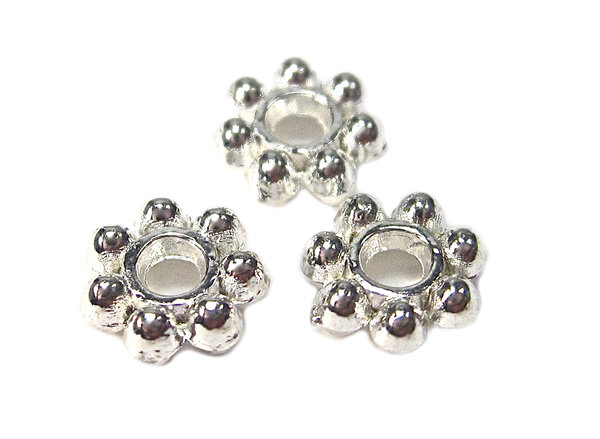 25 Stück Silber Daisy Spacer 4,5mm Rondell Beads Metallperle Zwischenperlen