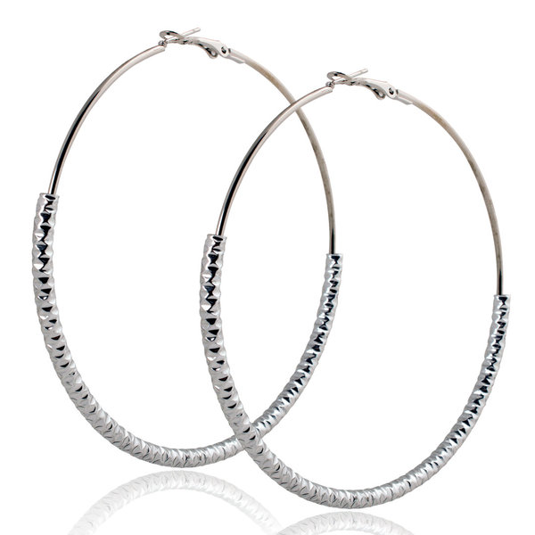 Geralin Gioielli Damen Ohrringe große Creolen Silber Diamantiert 9cm Fashion Ohrhänger