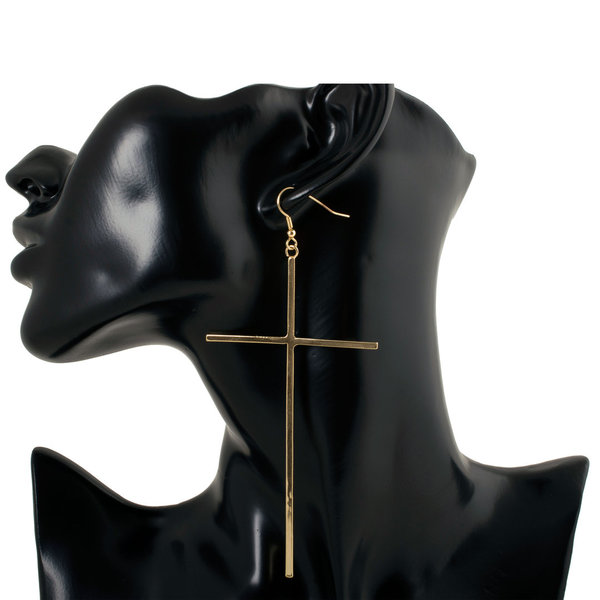 Geralin Gioielli Damen Ohrringe mit großem Kreuz in der Farbe Gold