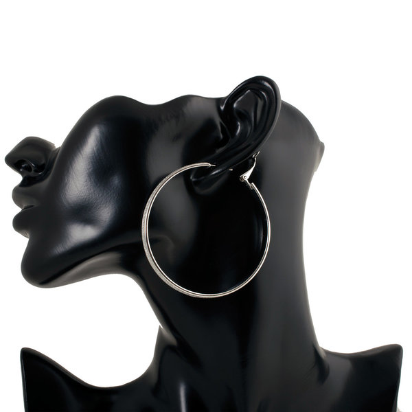 Geralin Gioielli Damen Ohrringe große Creolen Silber Diamantiert 6cm Fashion Ohrhänger