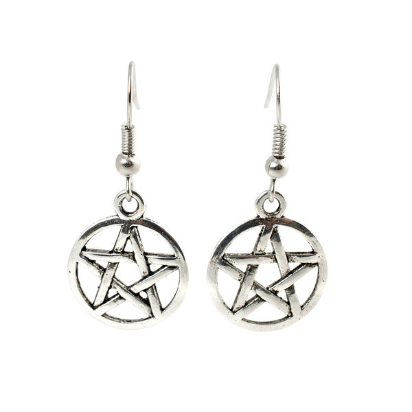 Geralin Gioielli Damen Ohrringe Silber Pentagramm im Kreis