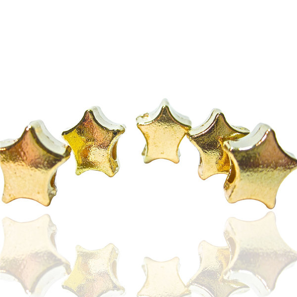 5 Stück Metallperlen Großlochperle Stern in der Farbe Rosegold 11,5 x 11,5mm Geralin Gioielli