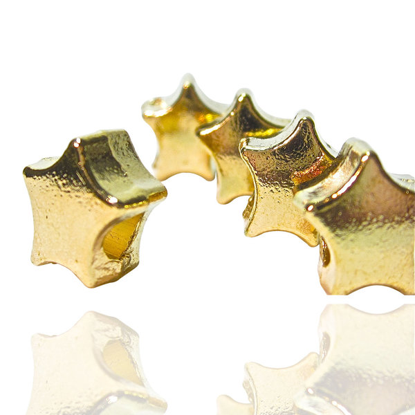 5 Stück Metallperlen Großlochperle Stern in der Farbe Rosegold 11,5 x 11,5mm Geralin Gioielli