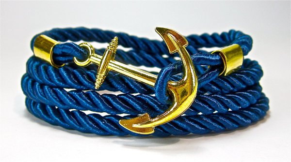 Geralin Gioielli Maritimes Anker Armband in Gold Blau Unisex (M)