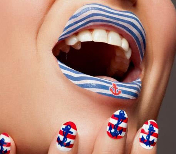 Lippen Tattoo Aufkleber Sticker dermatologisch getestet Marine Blau Geralin Gioielli