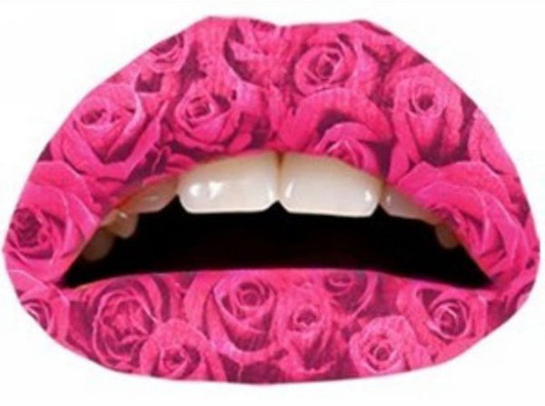 Lippen Tattoo Aufkleber Sticker dermatologisch getestet Rosen Rosa Geralin Gioielli