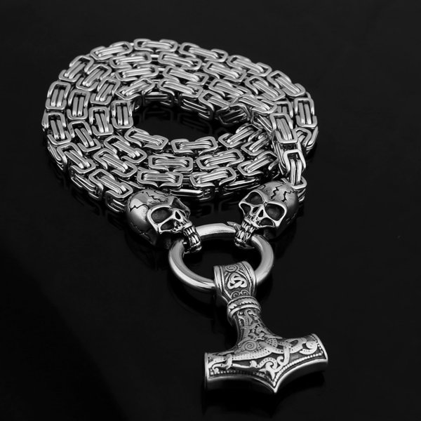 Thors Hammer Edelstahl Halskette Königskette Wikingerschmuck Nordische Mythologie