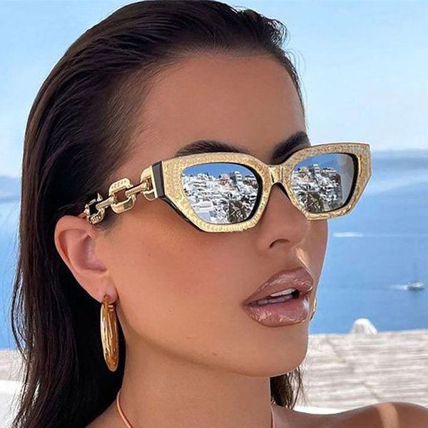 Damen Cat Eye Marke Sonnenbrille Verspiegelt Luxusmarke UV400